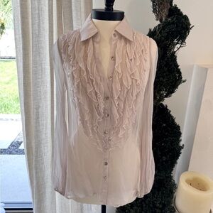 Bailey 44 Sheer Ruffled Blouse - Petal Pink Size 6